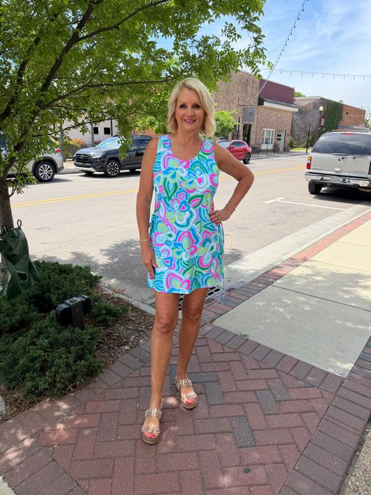 Amari Floral Swirl Print Skirted Romper