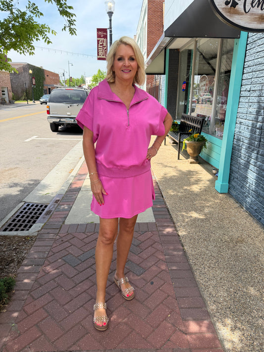 Luxeknit Relaxed Half-Zip skort set