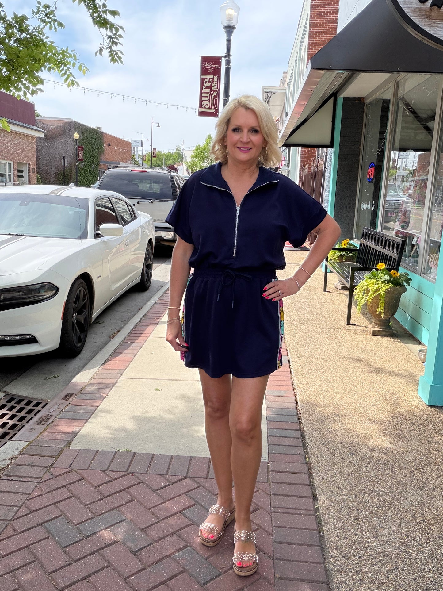NAVY DOLMAN SLV SKORT