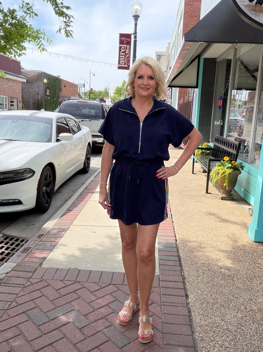 NAVY DOLMAN SLV SKORT