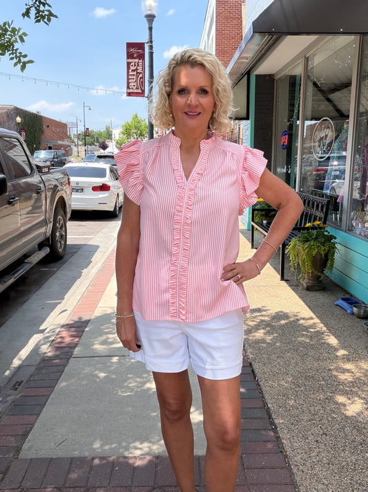 Pink/white Ruffle top