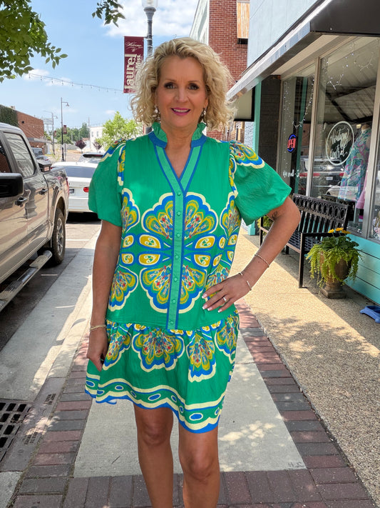 Boho Flutter Sleeve Tiered Mini Dress
