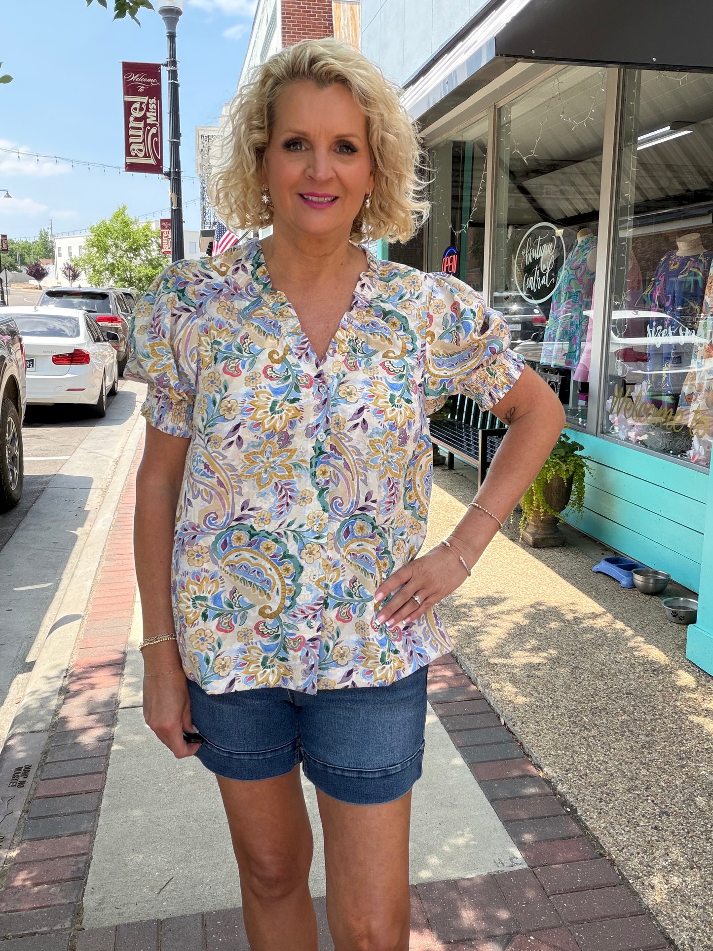 BLUE Mix Paisley Floral Top