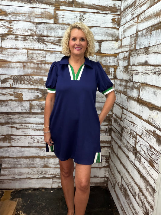 Color Block Zip Front Shift Dress