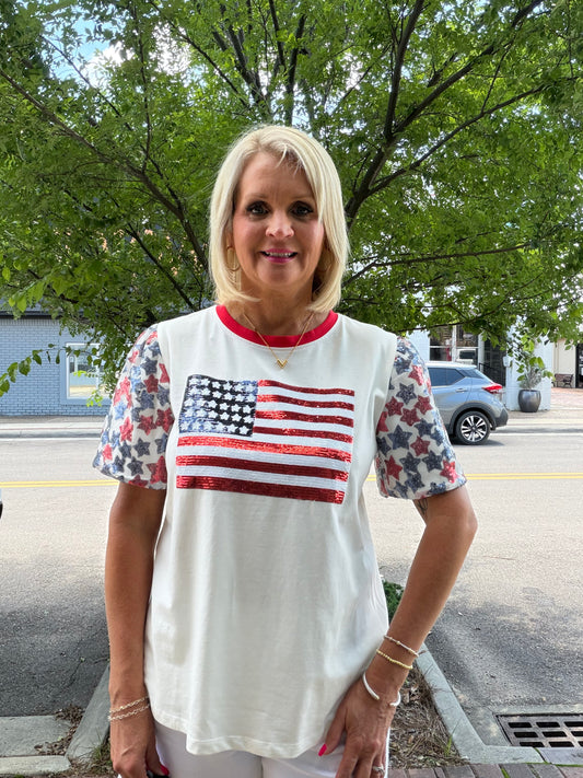 Sequin Flag on Princess Top