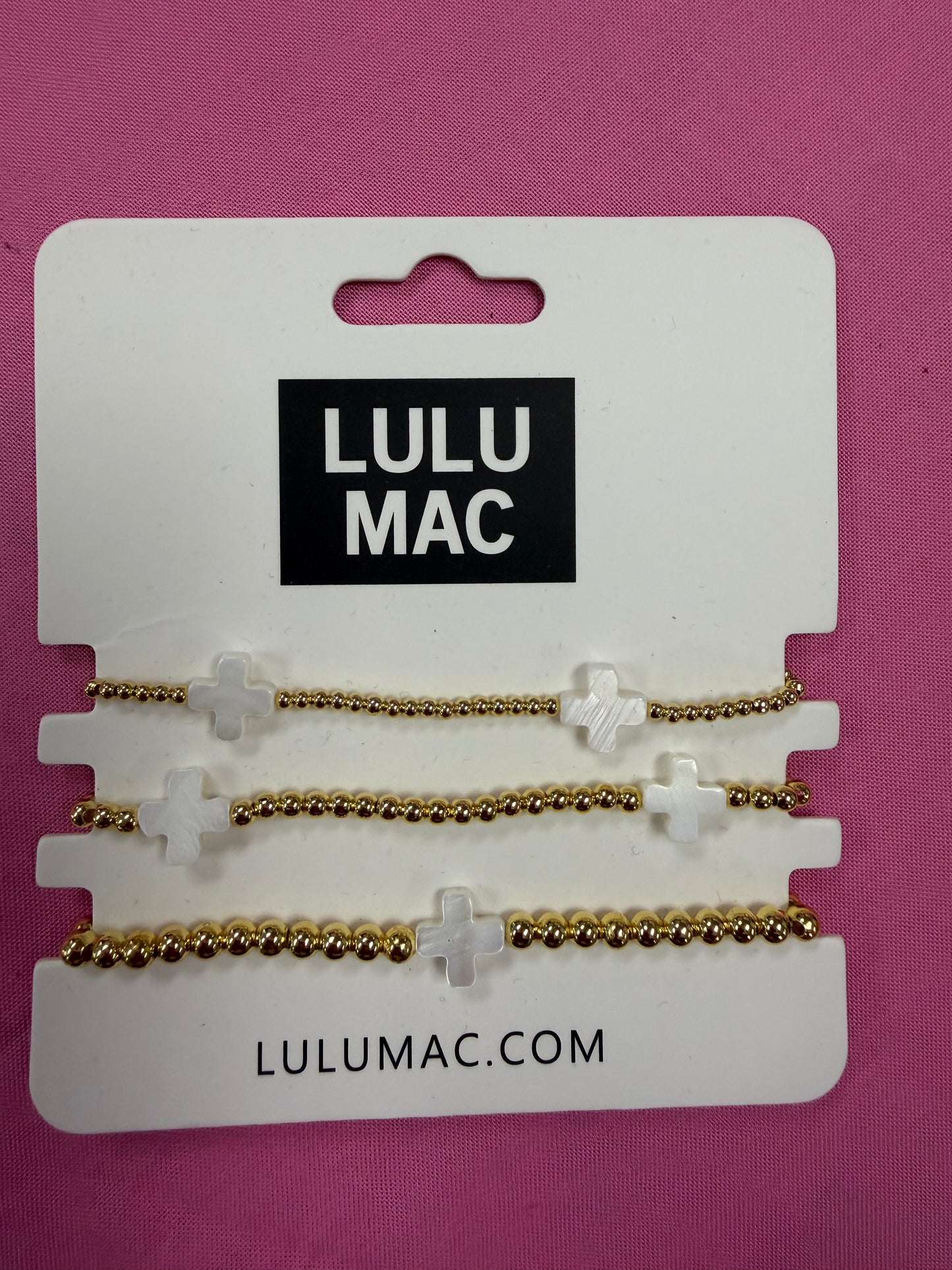 LULU MAC WHITE CROSS BRACELET