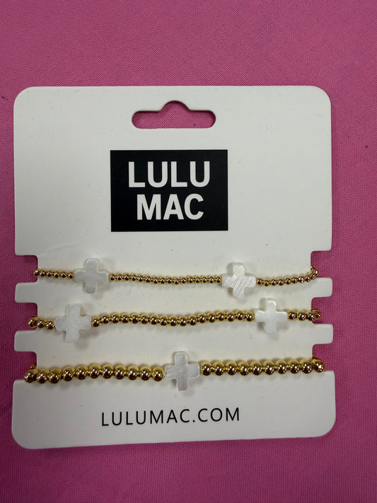 LULU MAC WHITE CROSS BRACELET