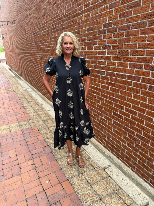 BOTANICAL EMBROIDERY MIDI