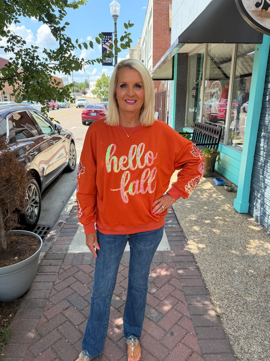 Sequin Hello Fall Sweatshirt