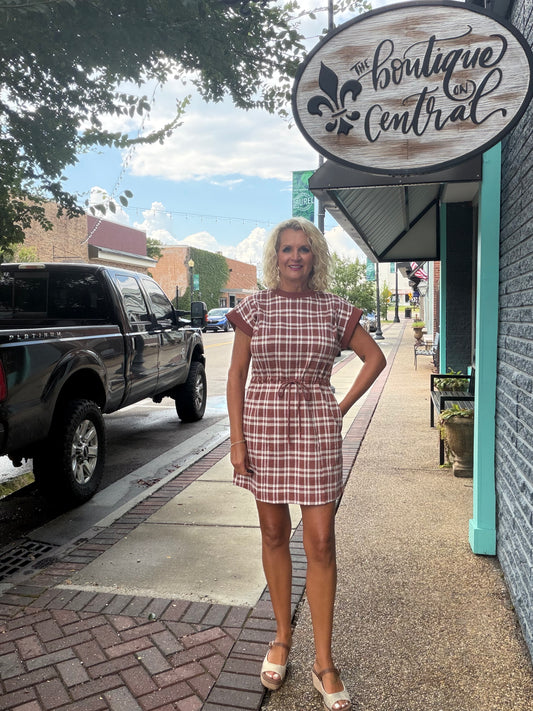 RUST Soft Plaid Mini Dress