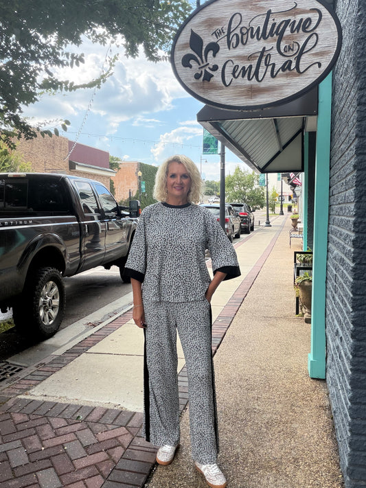 GREY LEOPARD VELVET SET