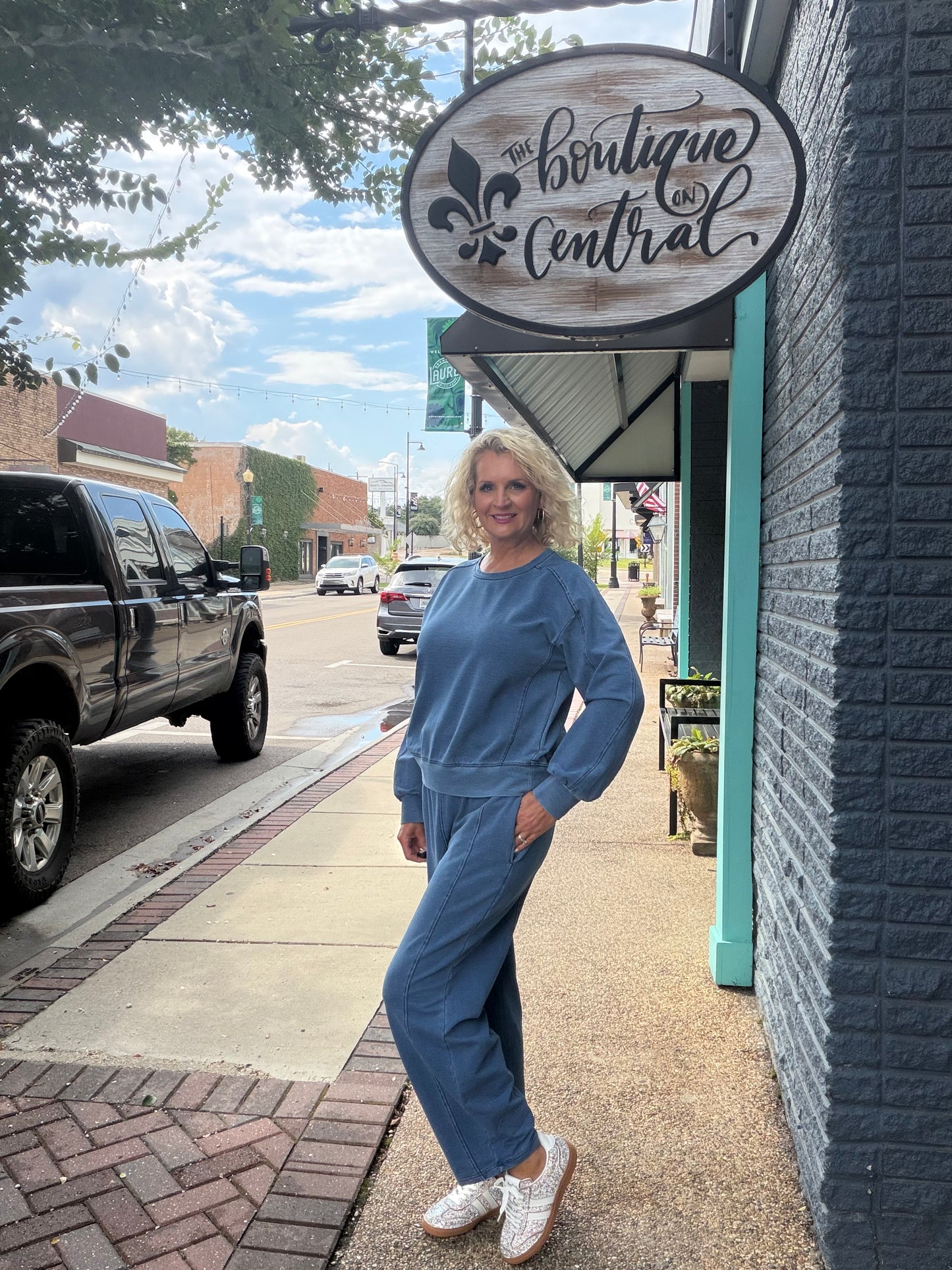 Denim Knit Washed Long SET