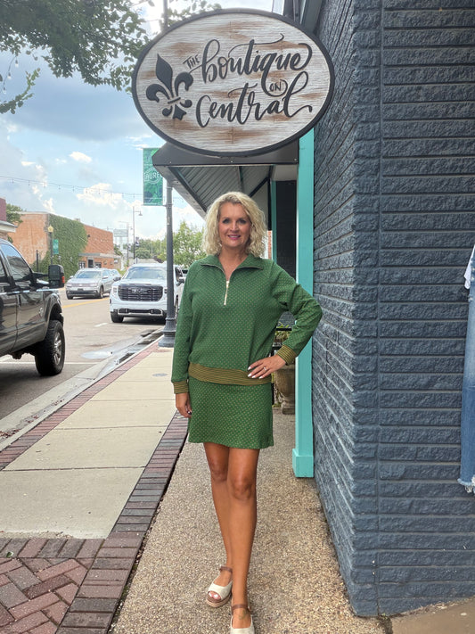 Polka Dot Half Zip Pullover SKORT SET
