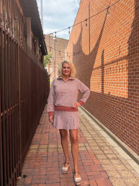 Jacquard Half Zip SKORT SET