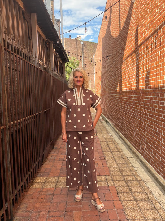 BROWN POLKA DOT SCUBA SET