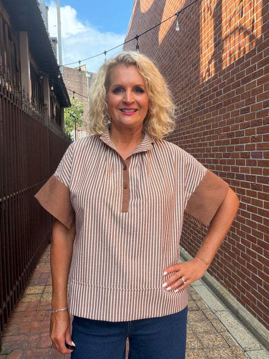 BROWN STRIPE TOP