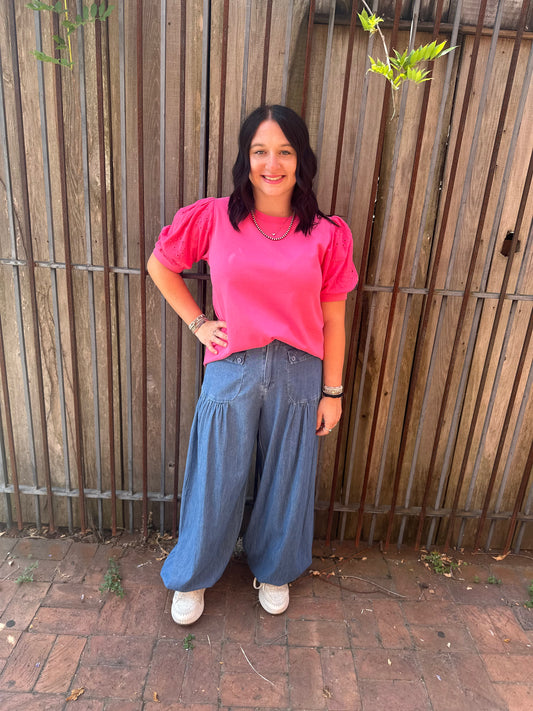 PINK TOP W/ CUT OUT SLV