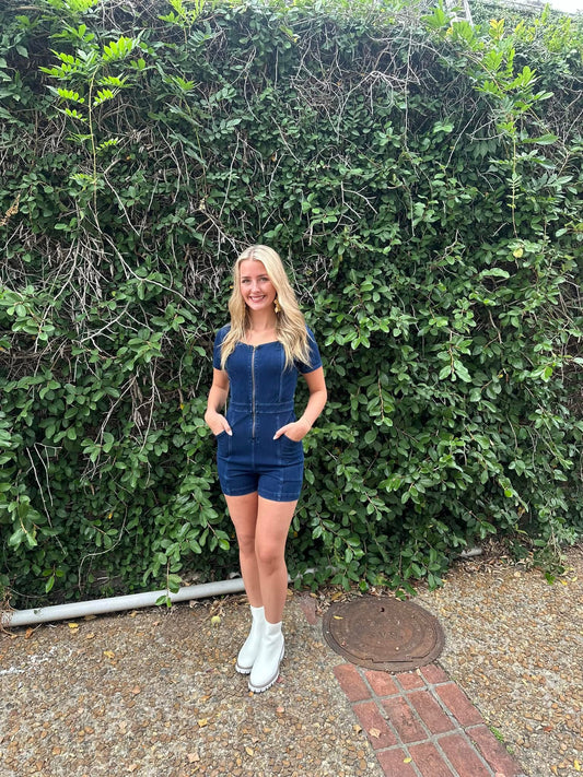 DENIM STRETCH ROMPER