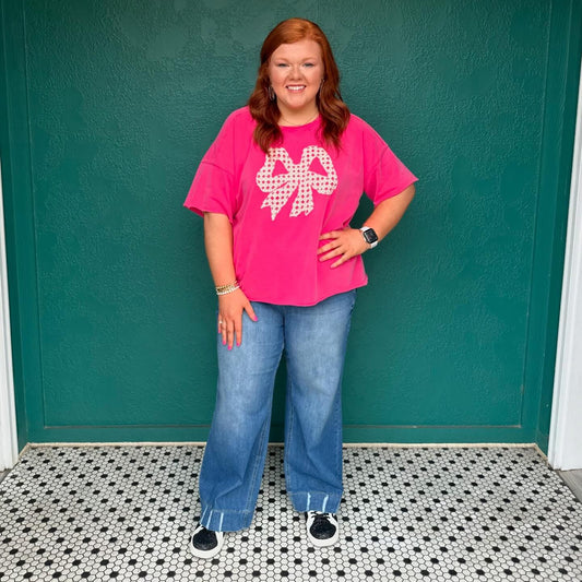 +HOT PINK BOW TOP