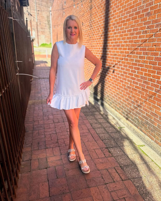 WHITE LINEN DR W/BEADS