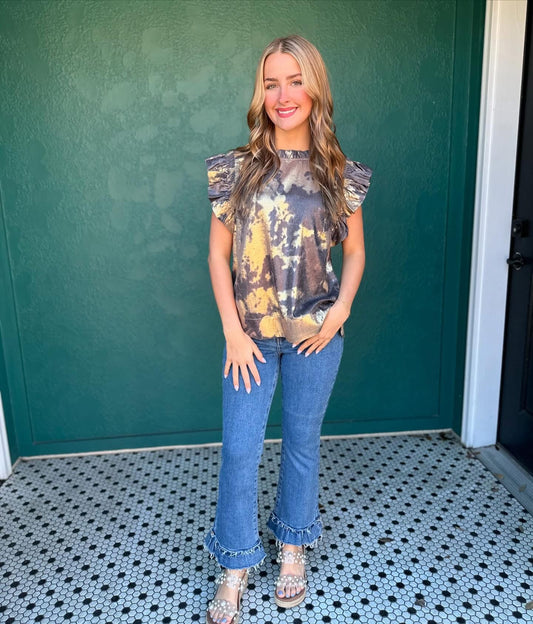 SILVER METALLIC RUFFLE TOP