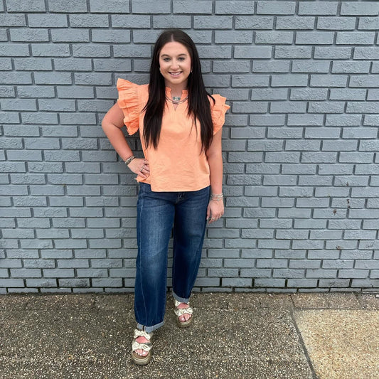 SALMON RUFFLE TOP