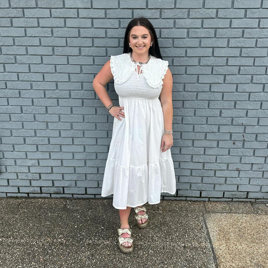 Collared Smocked Midi Dress