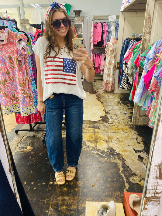 WHITE SEQUIN FLAG
