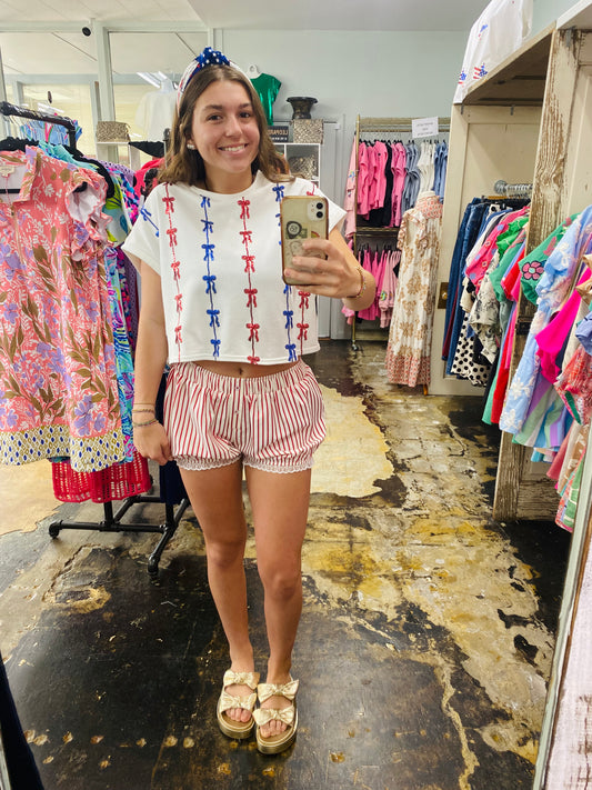 RED, WHITE, BLUE, AND BOWS TOP
