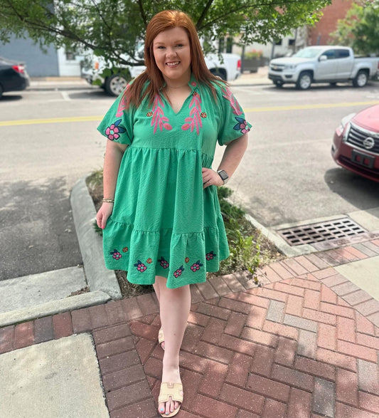 +Embroidered Boho Babydoll Dr
