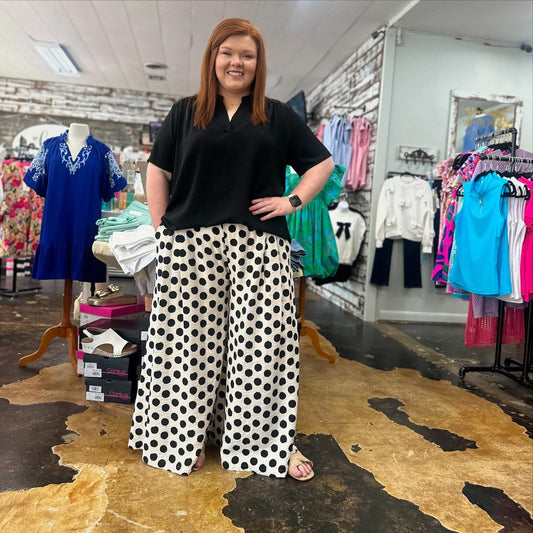 +Playful Polka Wide Leg Pants