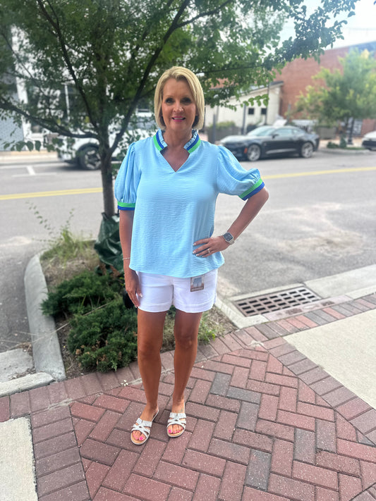 SKY BLUE COLORBLOCK TOP