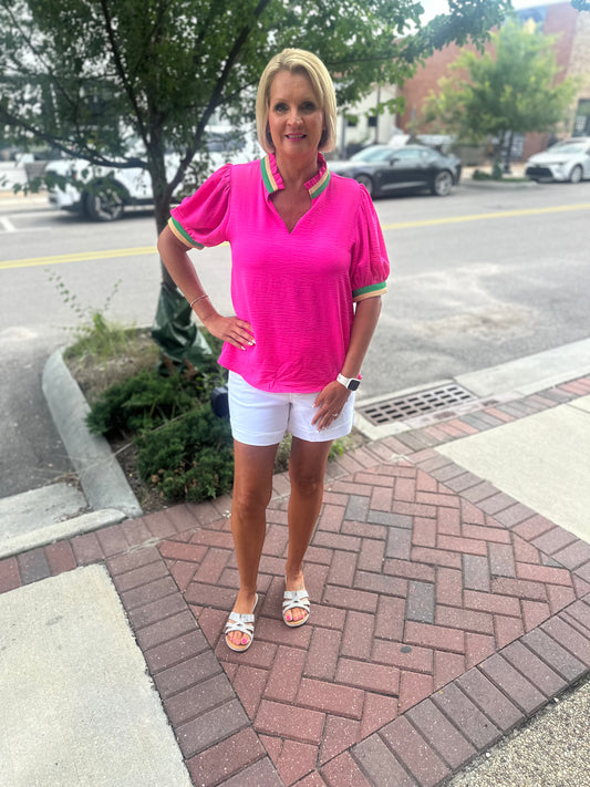 HOT PINK COLOR BLOCK TOP