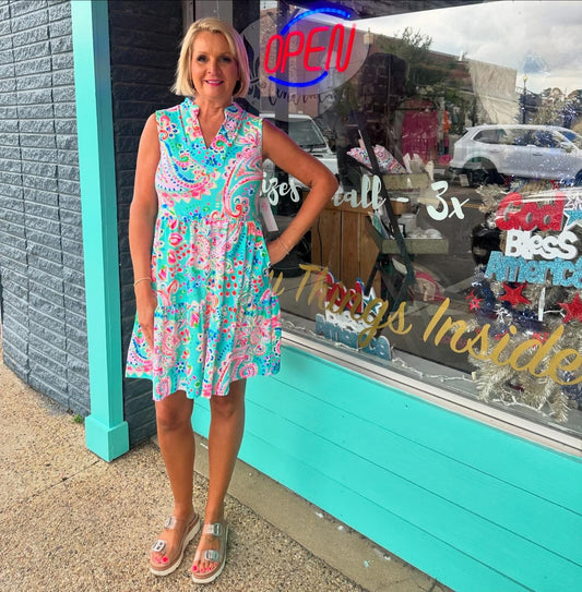 Kendall Tiered Dress, Mint