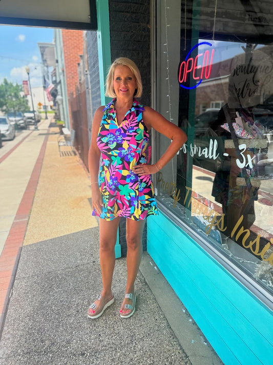 Giorgia Polo Dress, Black mix