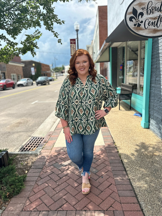 +Boho Geo Print Top