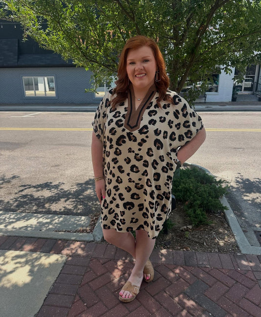 +Leopard Dolman Sleeve Dress