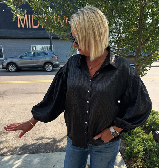 Black Collar Neck Button Down Shirt