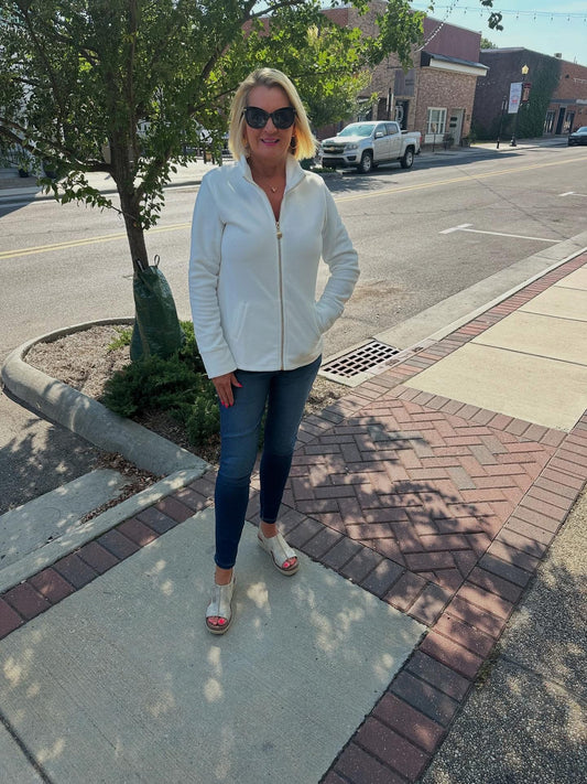 WHITE FULL ZIP JACKET