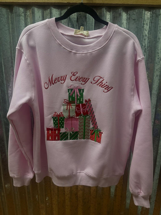 Merry Every Thing Pink Sweatshirt