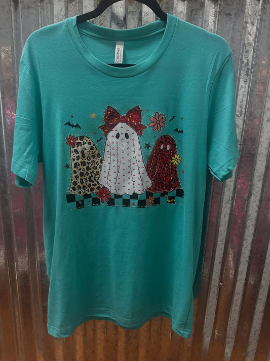 3 Bling Ghost Turquoise Tee