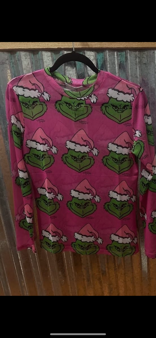 GRINCH MESH PINK TOP