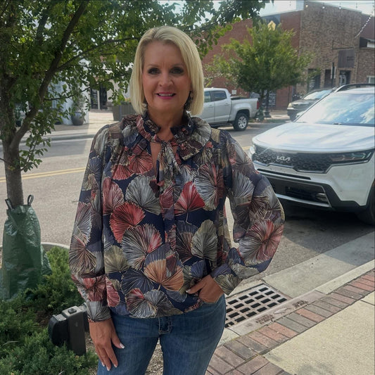 NAVY/RUSTGOLD BLOUSE