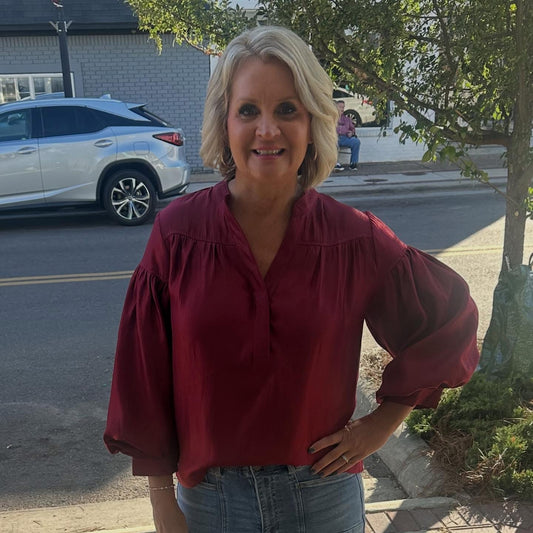 BURGUNDY DEEP NECK TOP
