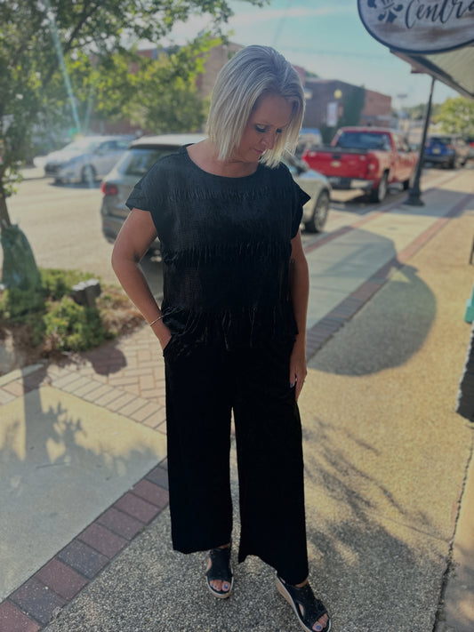 Velvet Ruffle Hem Smocked