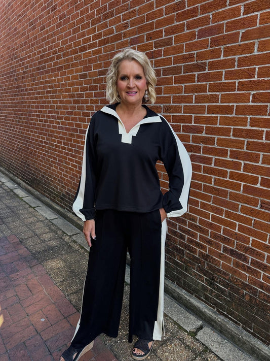 BLACK/WHITE PANT SET