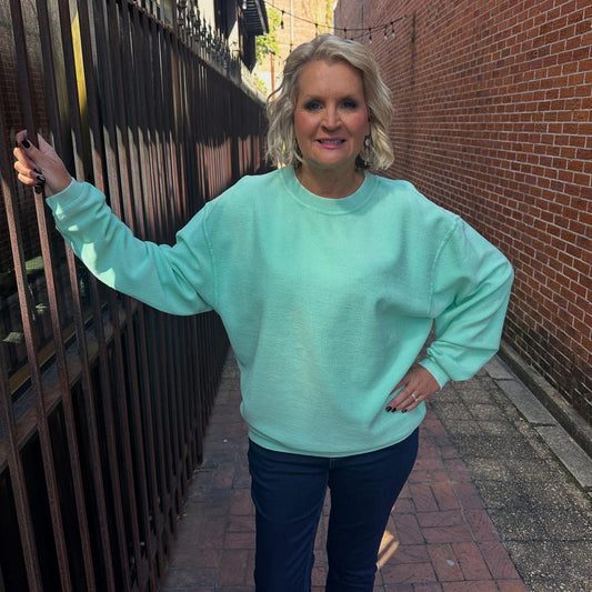 SEAGLASS CORDED CREW SWEATSHIRT
