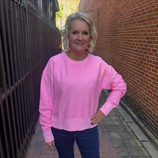 NEON PINK CROPPED CORDED