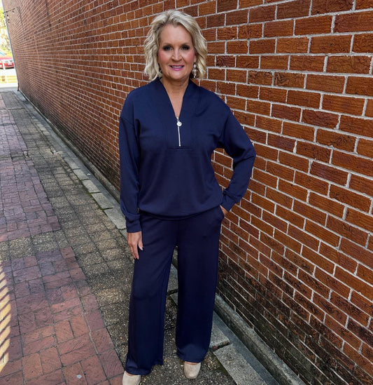 NAVY HALF ZIP JOGGING SET