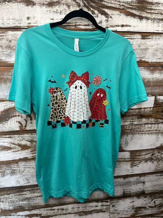 3 Bling Ghost Turquoise Tee